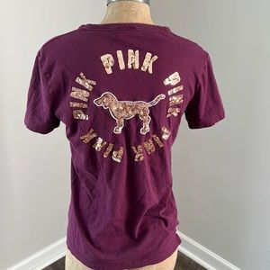 PINk wine color top with gold sequins